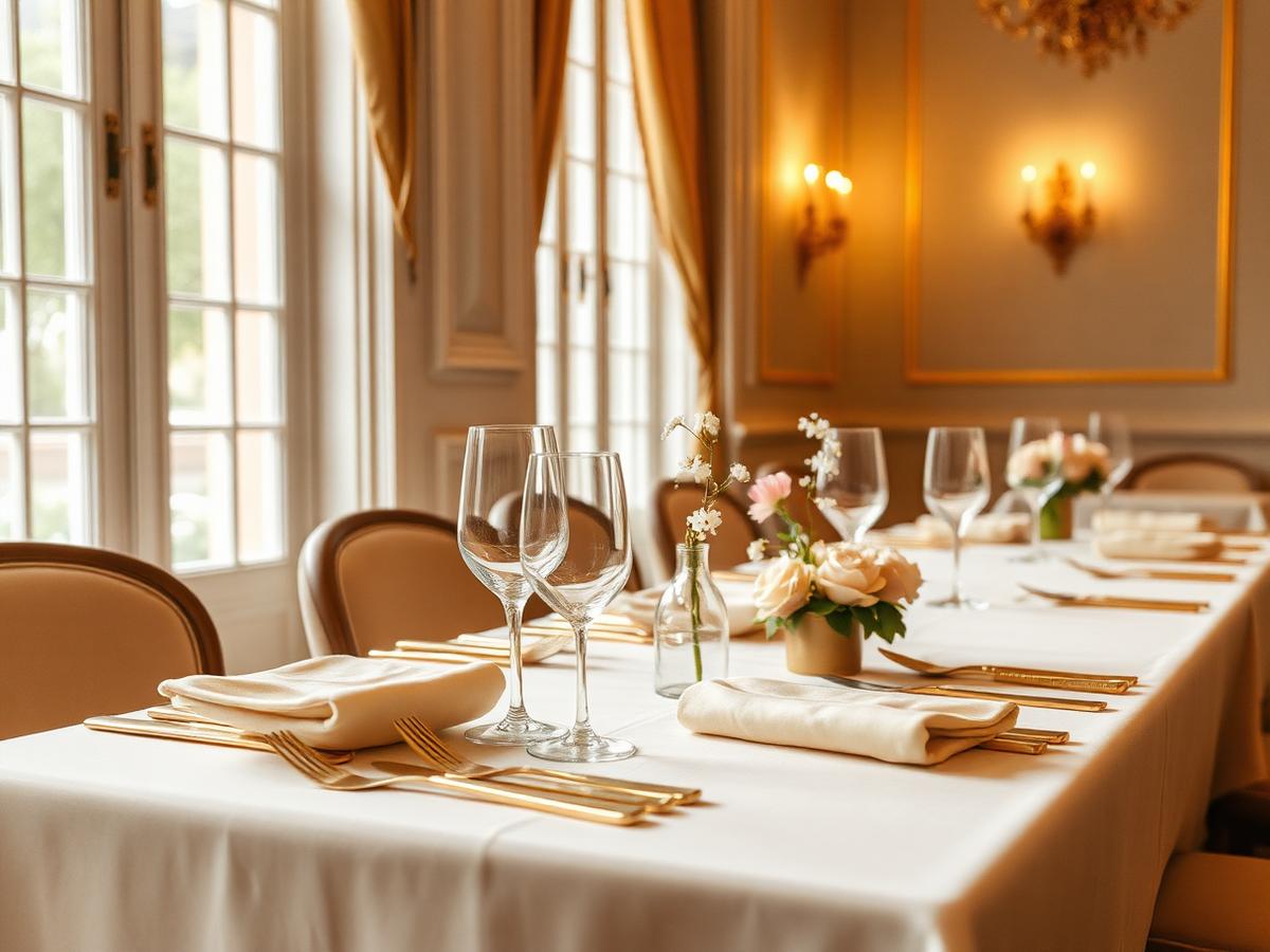 Mesa posta elegante no Palácio Julieta de Serpa