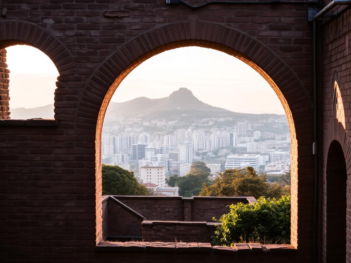Arcos do Parque das Ruínas em Santa Teresa com vista para o Rio